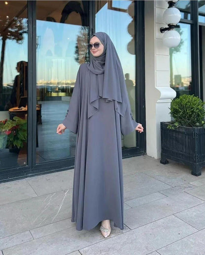 ARABIC ABAYA - GREY WITH STOLLER