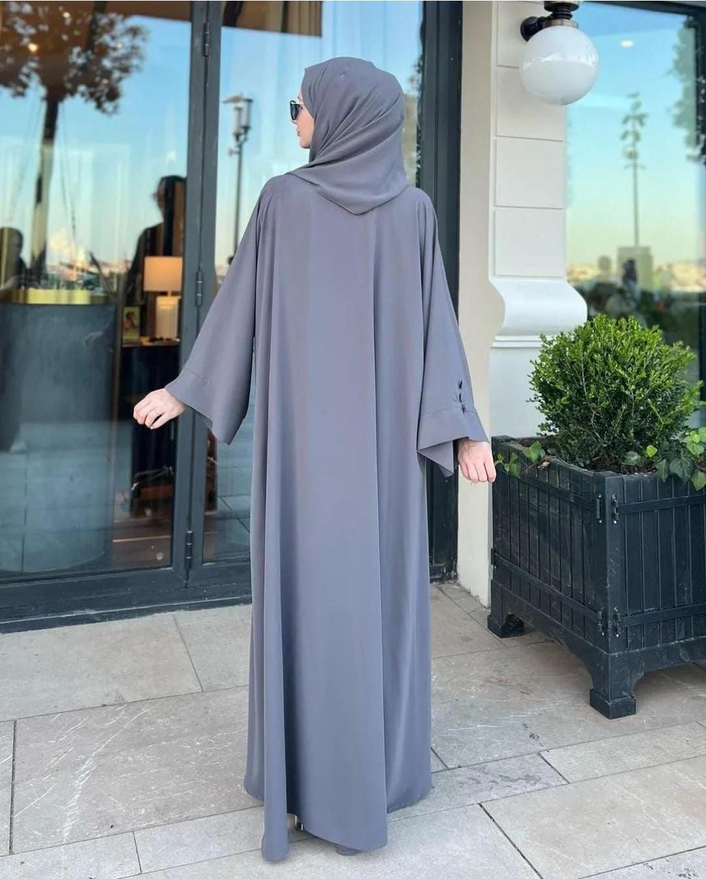 ARABIC ABAYA - GREY WITH STOLLER